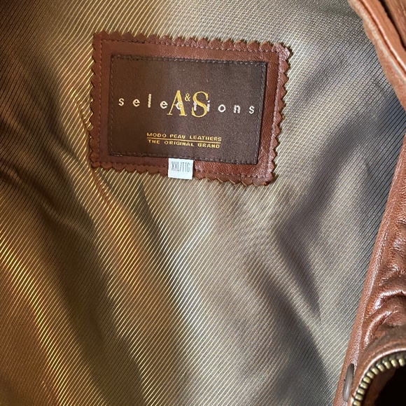 Mens' Selections AS Warm Brown Leather Jacket XXL - Picture 6 of 13